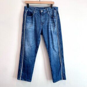 AG Jeans Ex-Boyfriend Slouchy Slim Straight Released Side Hem Crop Jeans